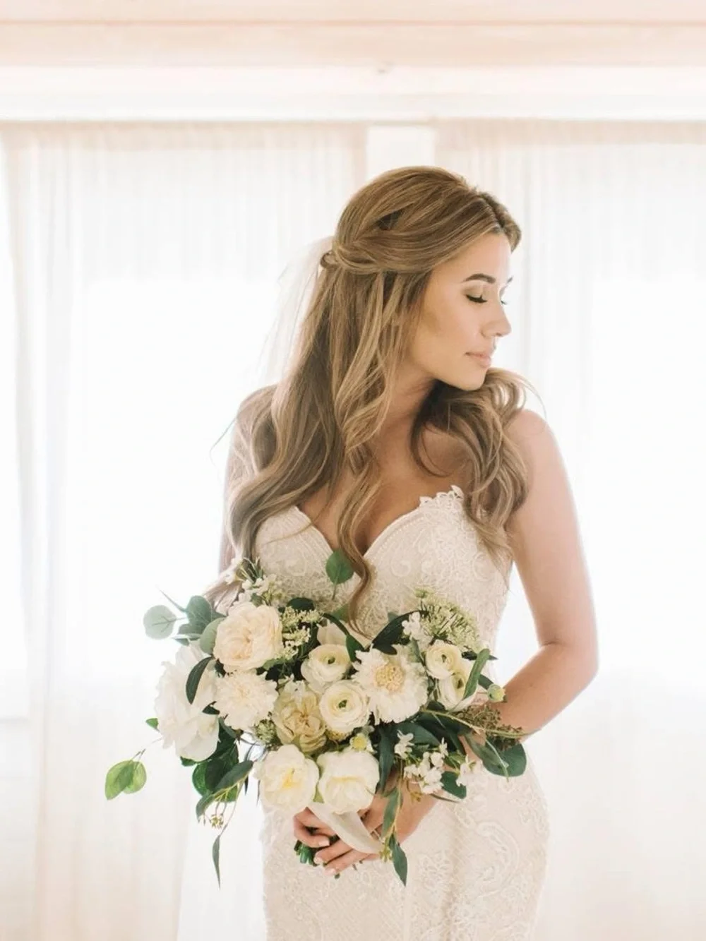White and Cream Faux Bridal Bouquet, Faux Florals, Silk Bridal Bouquet